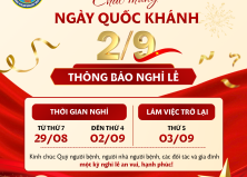 THÔNG BÁO LỊCH NGHỈ LỄ QUỐC KHÁNH 2/9 NĂM 2026